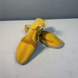 Toni Pons Origins Canvas Wedge Espadrilles Yellow Strapback Size 38/US 7.5